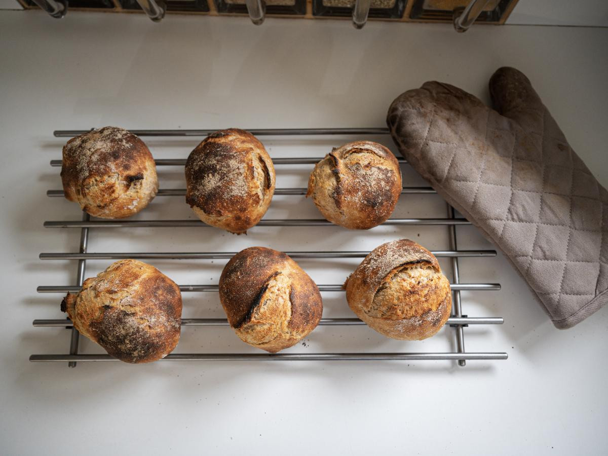 Loaves of Bread on Cooling Rack