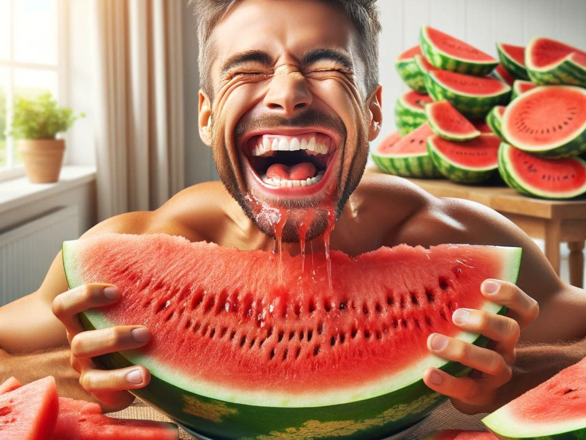 Eating a lot of Watermelon