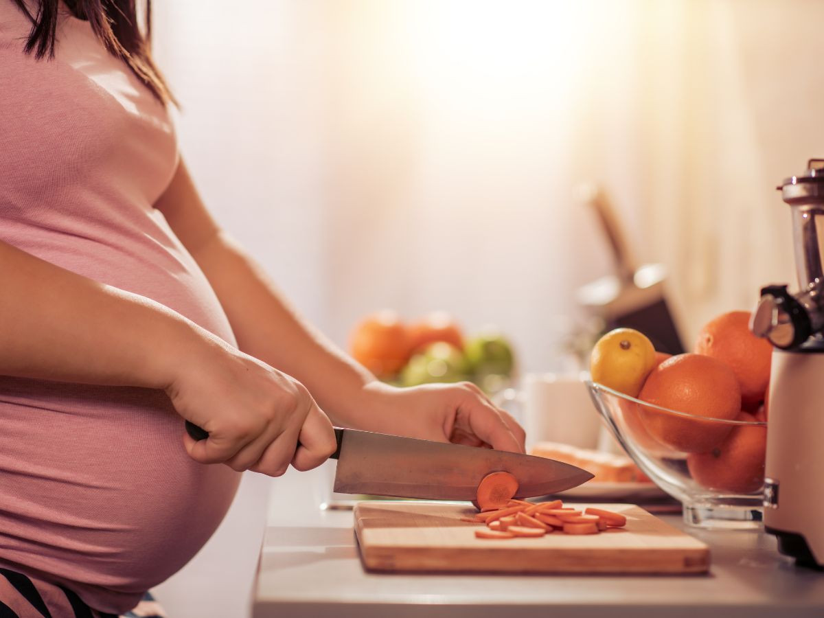 Pregnant Chopping Carrots