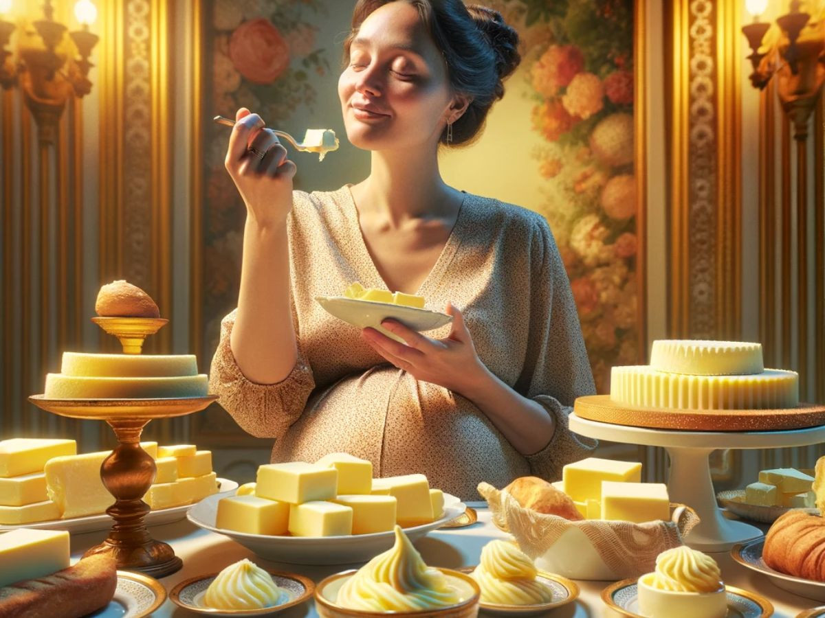 Pregnant Woman Eating Butter