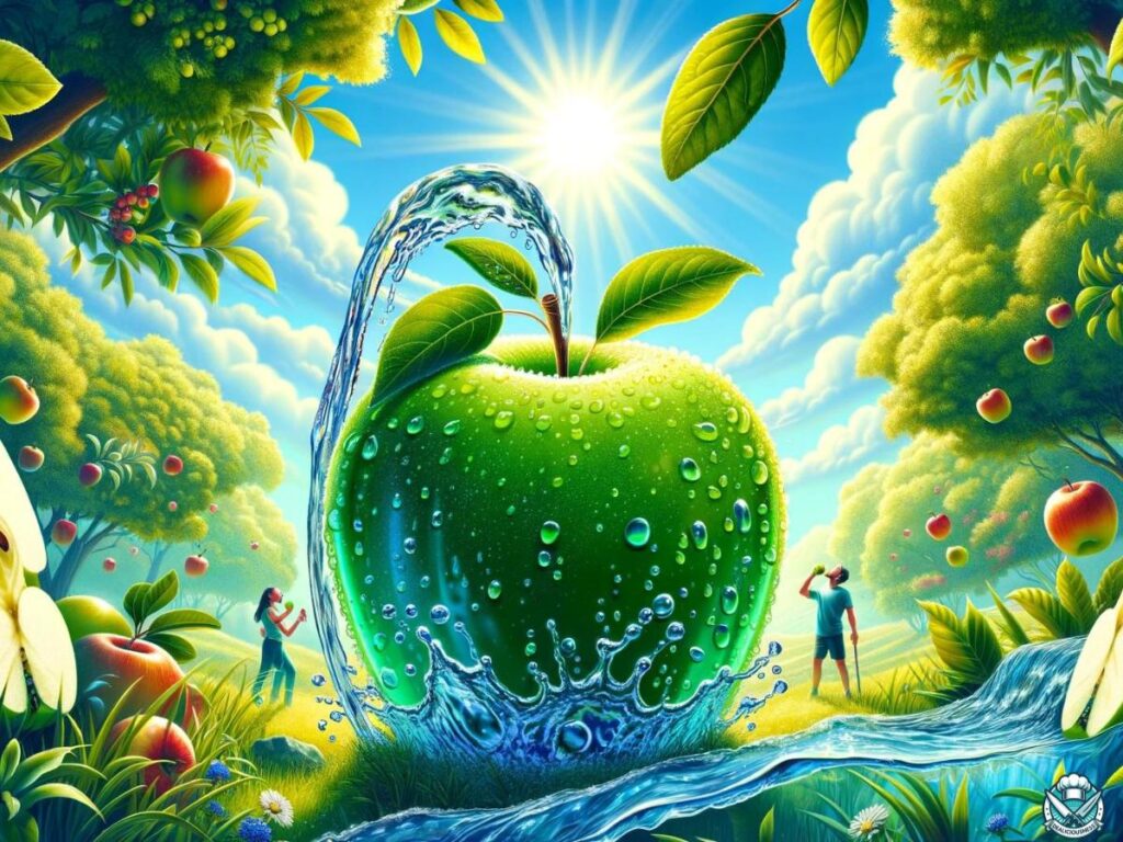 giant apple giving hydration