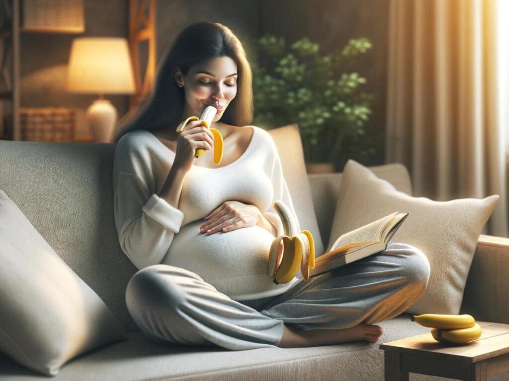 pregnant lady eating bananas