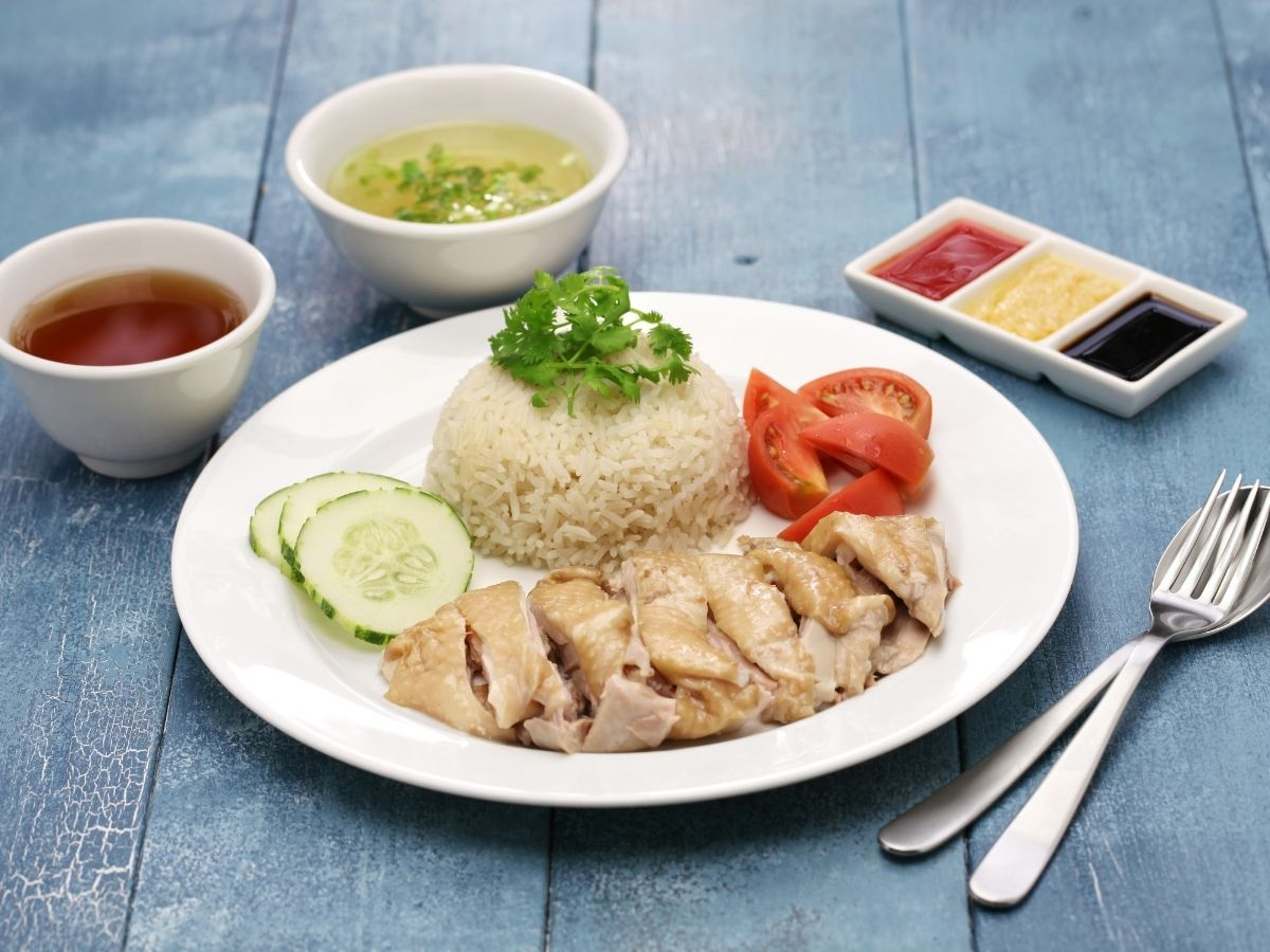 poached chicken with rice